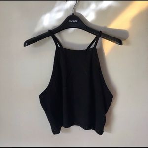 H&M Cropped Black Halter Top Size L